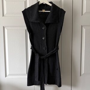 JCrew Sleeveless Gray Button-Front Knit Dress with Belt